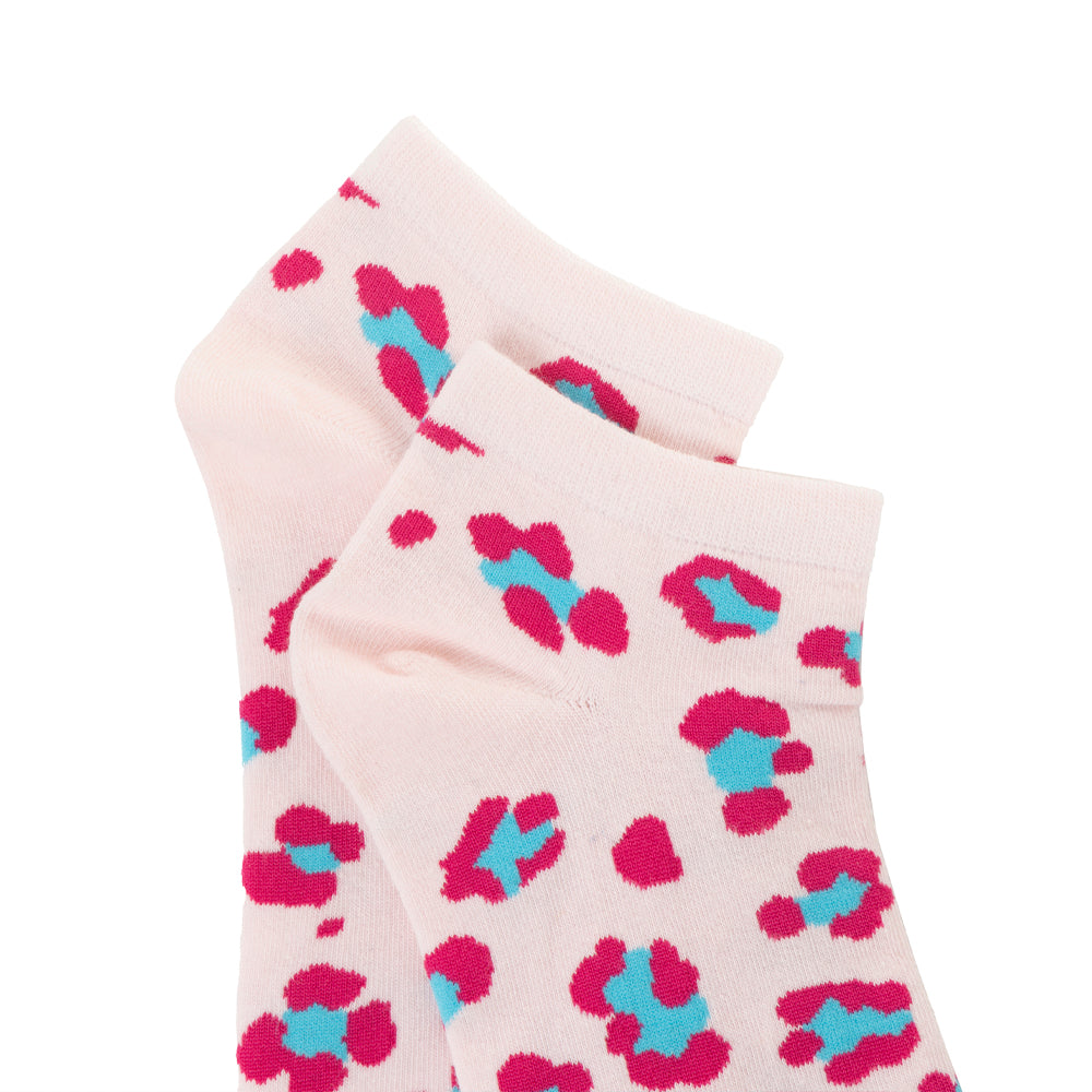 Candy Leopard Lacy Ankle Socks In Light Pink