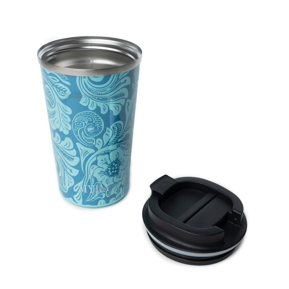 Western Trail Brew Stainless Steel Mug in Turquoise