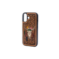 Myra Hawk Ridge Phone Case for iPhone 16 with handtooled leather for everyday use