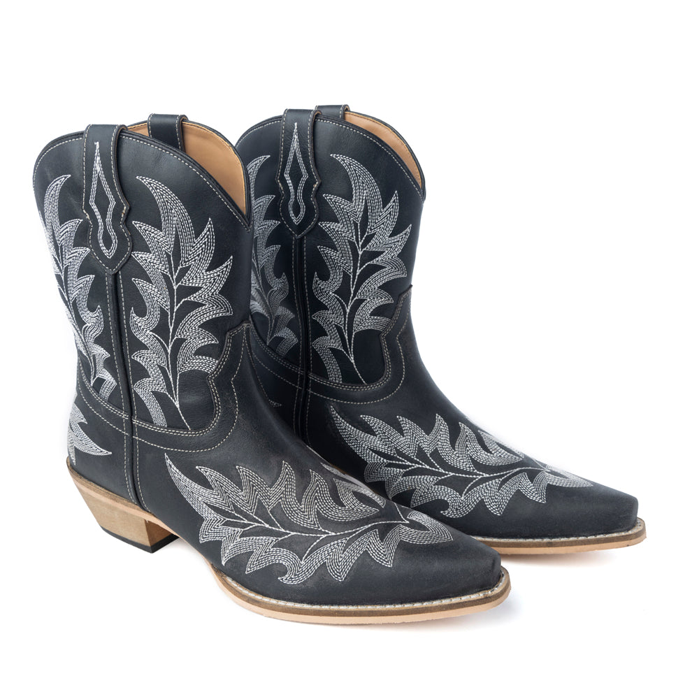 Desert Pearl Ankle Boots in Coal Black