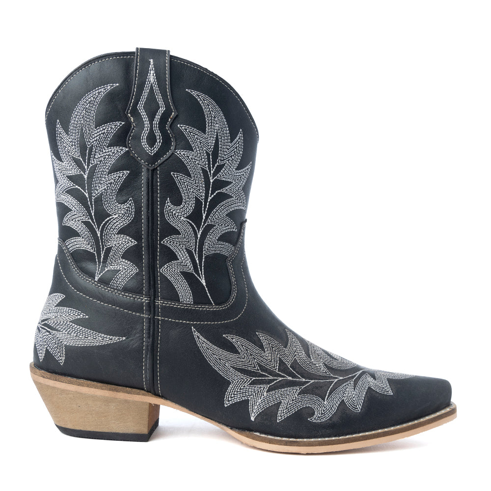 Desert Pearl Ankle Boots in Coal Black