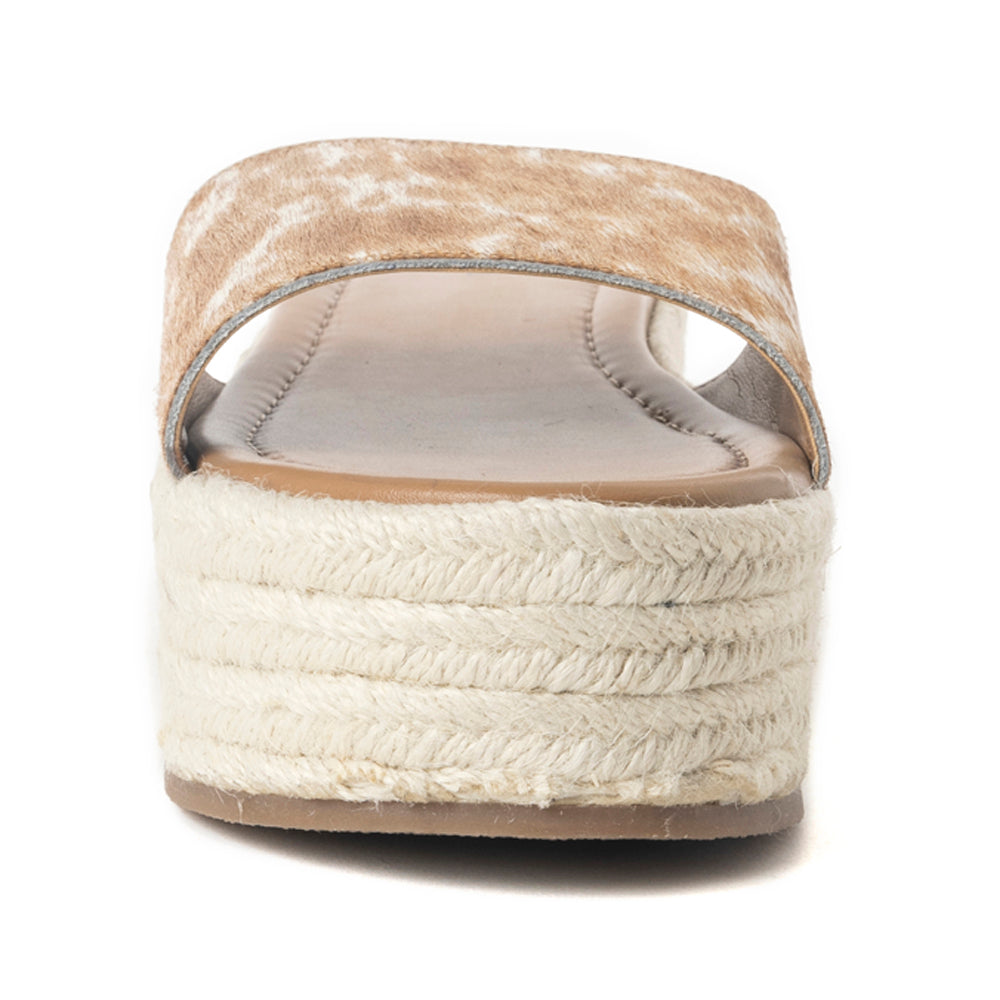 Mesa Mane Hairon Leather Sandals in Brown & White