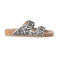 Myra Mesa Scroll Sandals for Women with handtooled leather in brown and white with open toe design