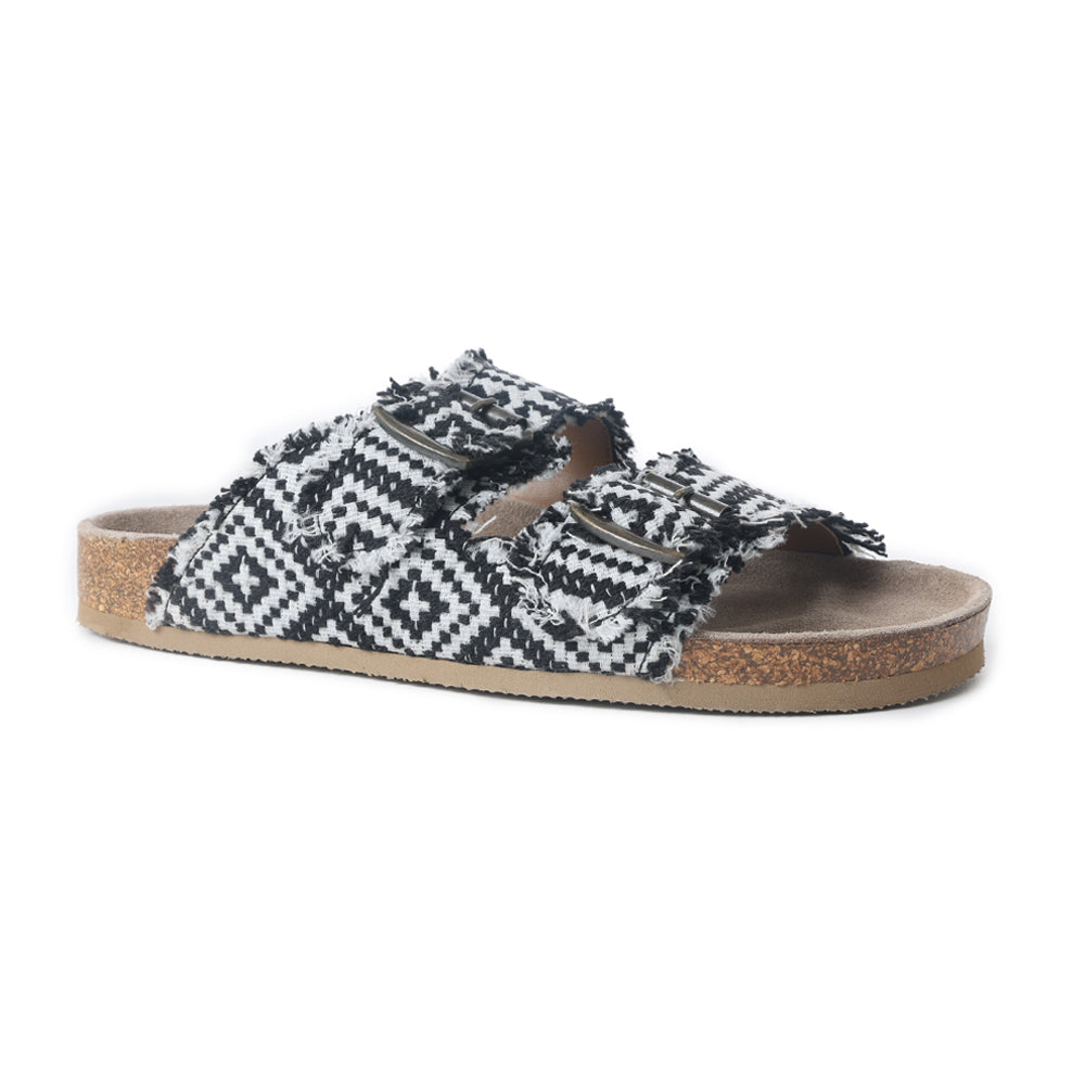 Ridge Denim Sandals in Black & White