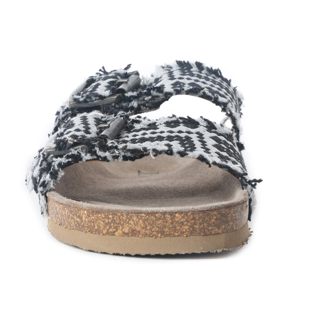 Ridge Denim Sandals in Black & White