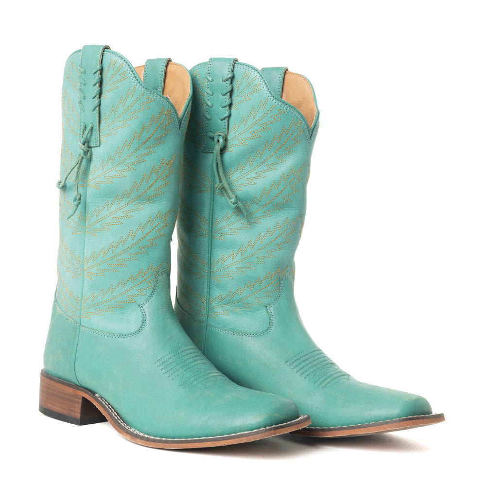 Bluebonnet Embroidered Western Leather Boots in Teal