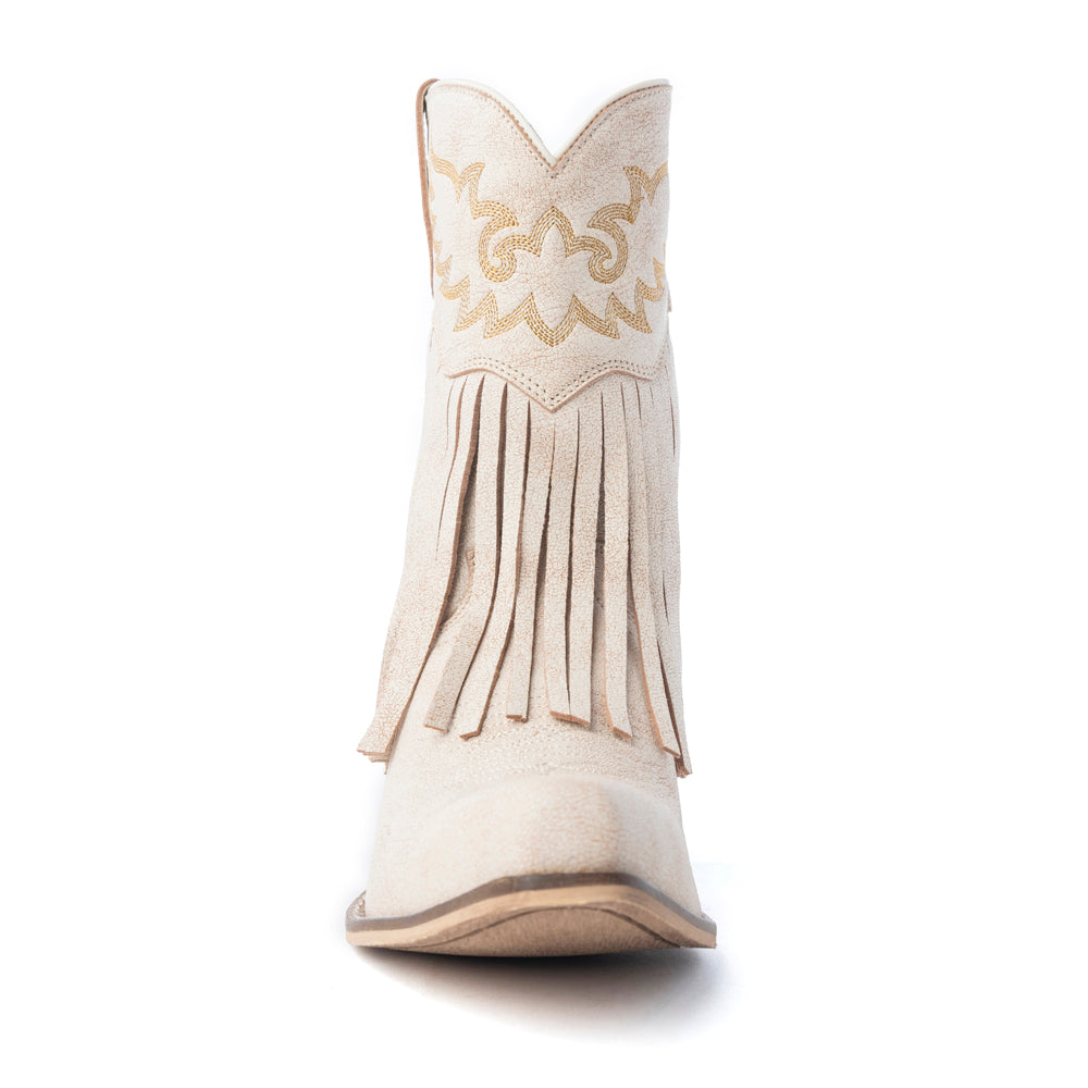 Desert Angel Fringe Booties in White