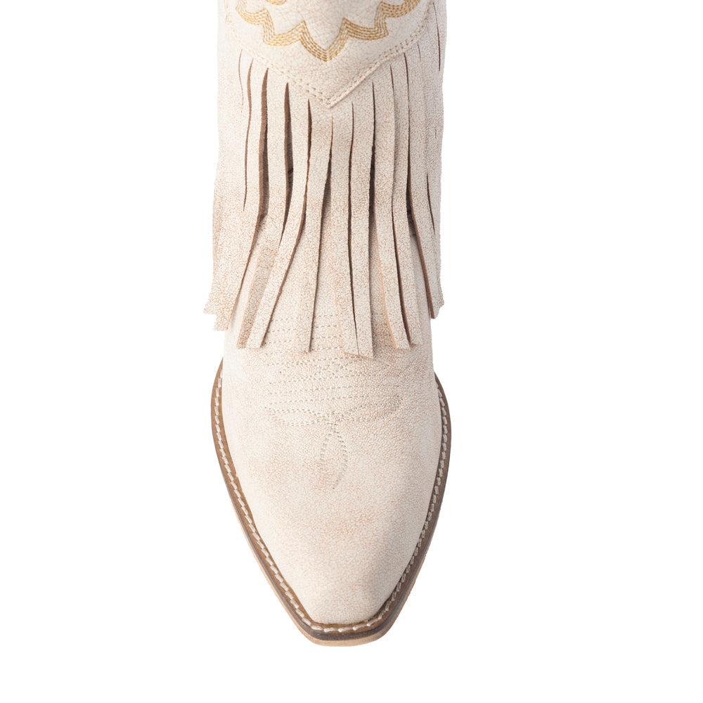 Desert Angel Fringe Booties in White