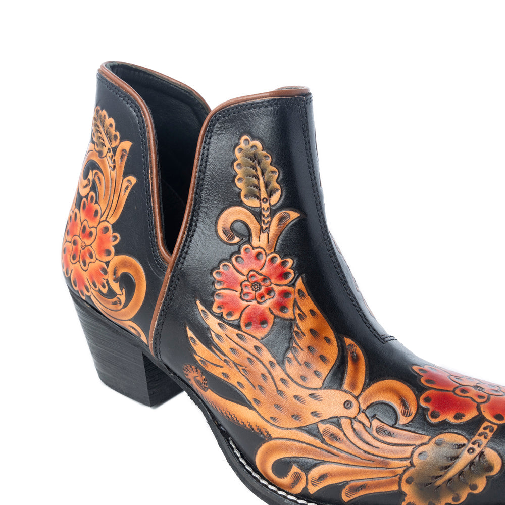 Midnight Desert Rose Booties in Black