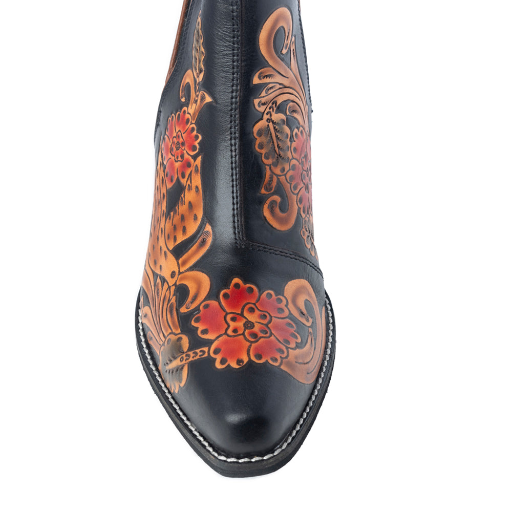 Midnight Desert Rose Booties in Black