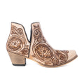 Floral Heirloom Western Booties in Cream