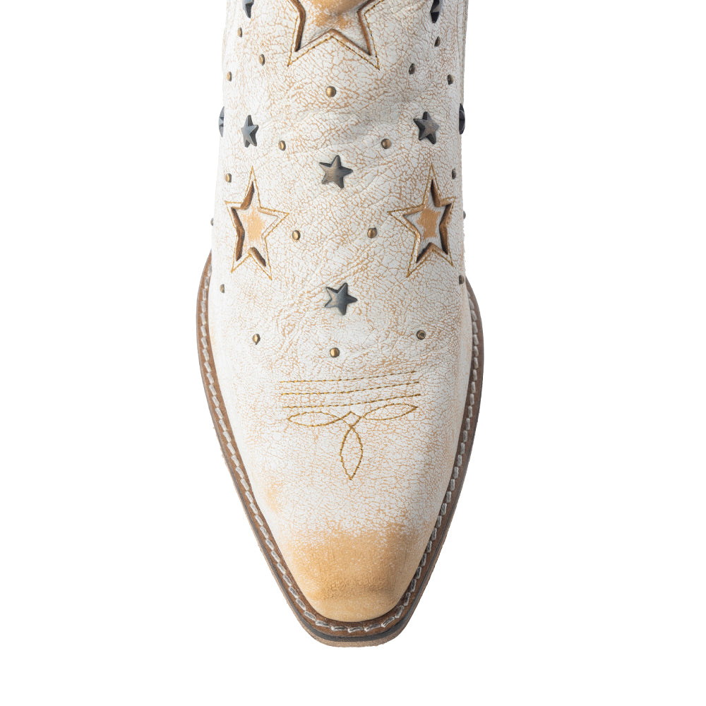 Celestial Stardust Western Booties in White