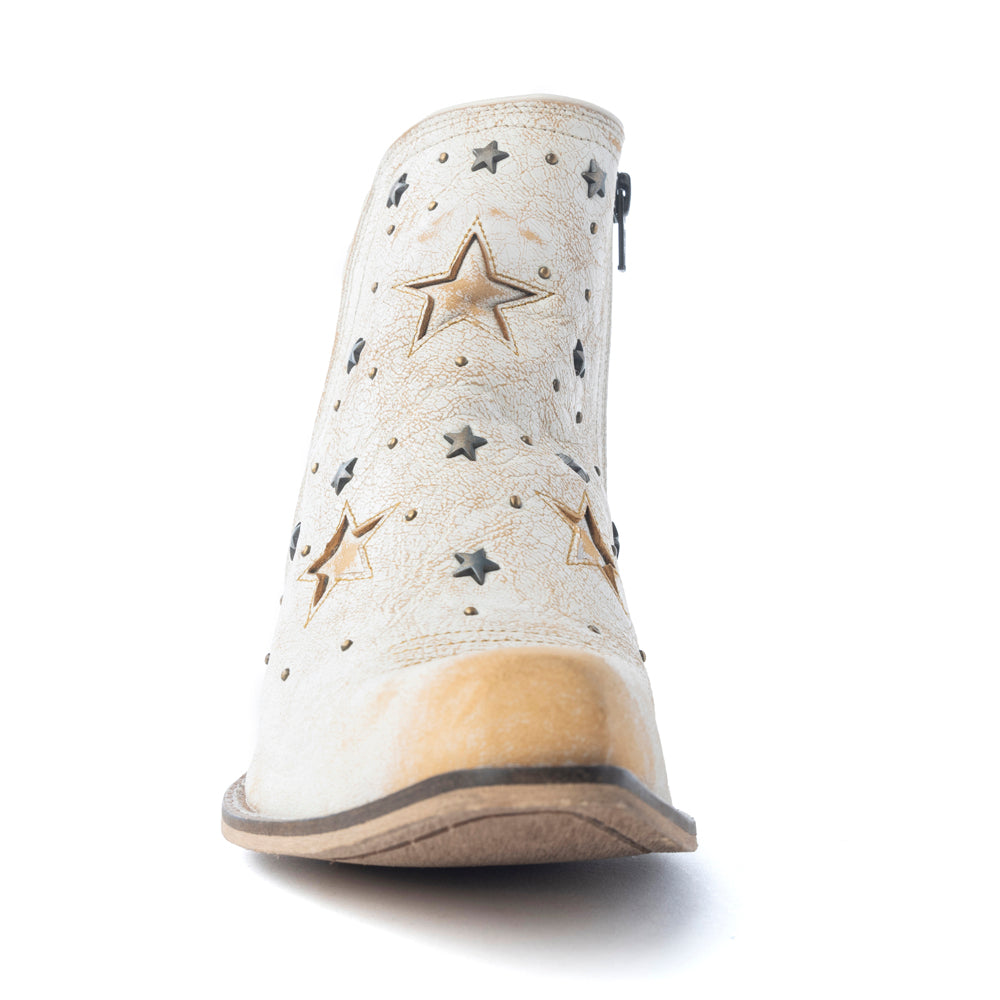 Celestial Stardust Western Booties in White