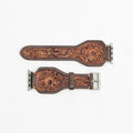 Lone Star Handtooled Leather Watch Band in Antique Mahogany