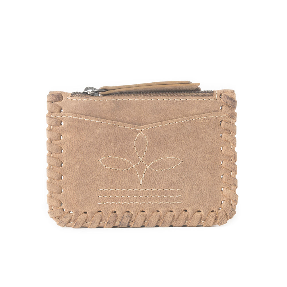 Outlander Edge Western Embroided Credit Card Holder In Beige