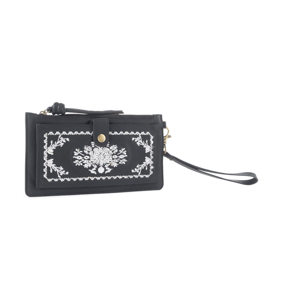 Azure Mesa Leather Wallet in Black