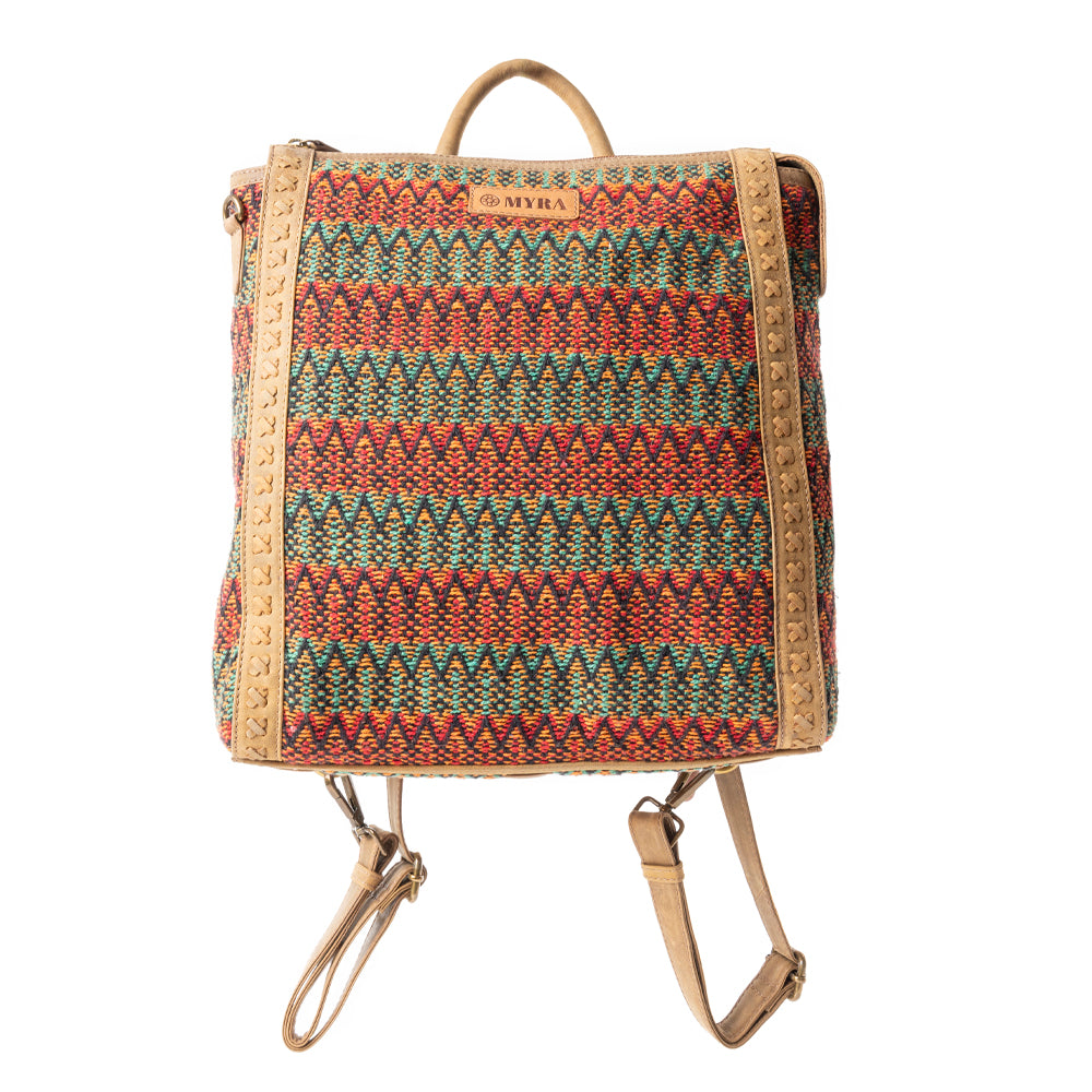 Terracotta Trails Rug Leather Backpack in Desert Sage
