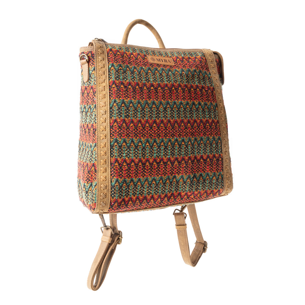 Terracotta Trails Rug Leather Backpack in Desert Sage