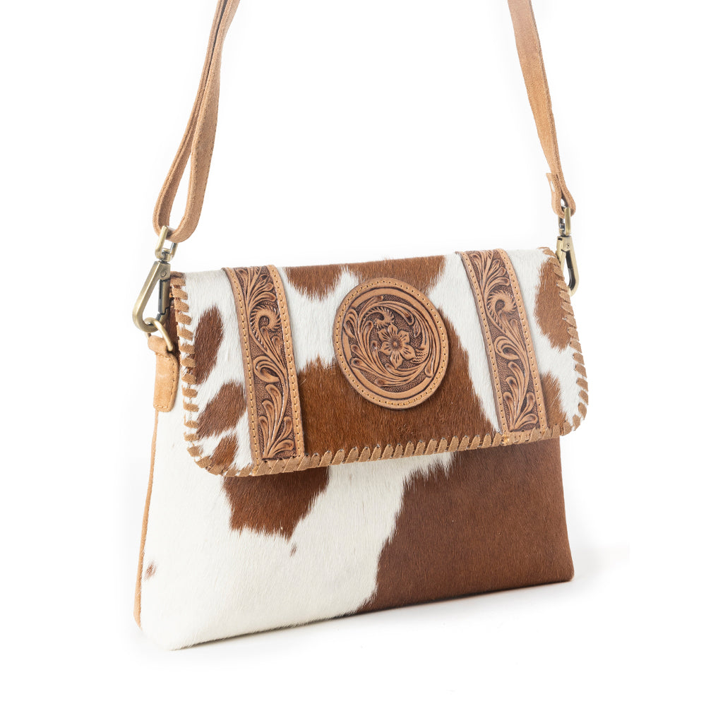Dustland Trails Handtooled Bag in Desert Hide & Snow Drift