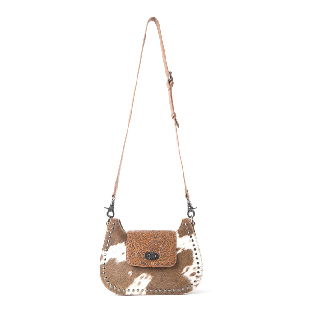 Highland Ridge Leather Bag in Rustic Oak & Winter Mist