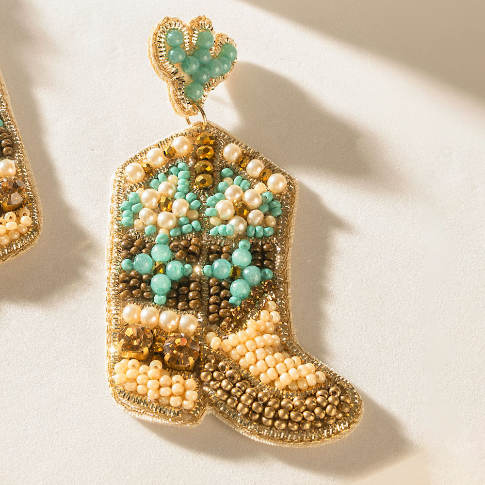 Boots & Bloom Earrings in Jade Green