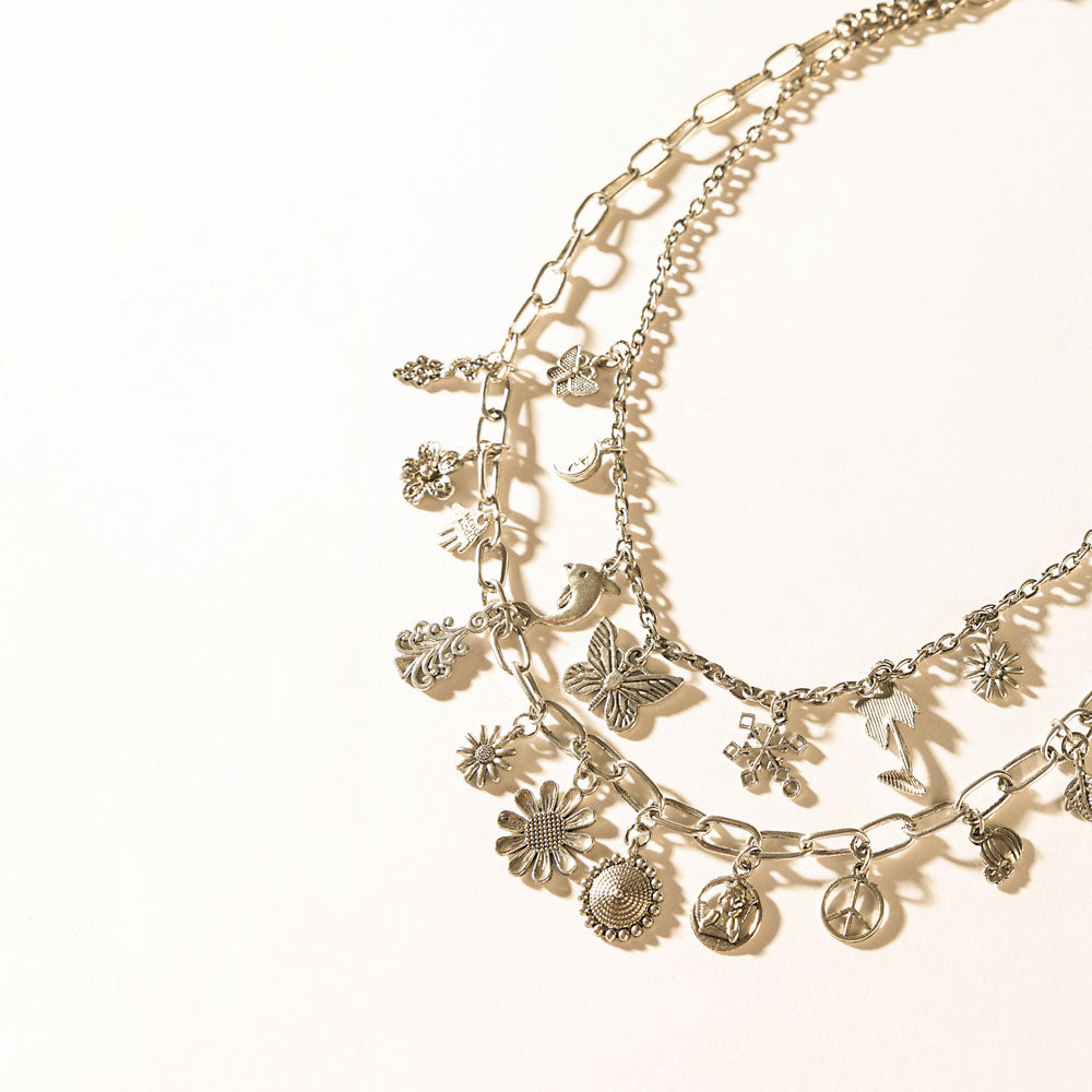 The Delilah Charmer Necklace in Sunray Silver