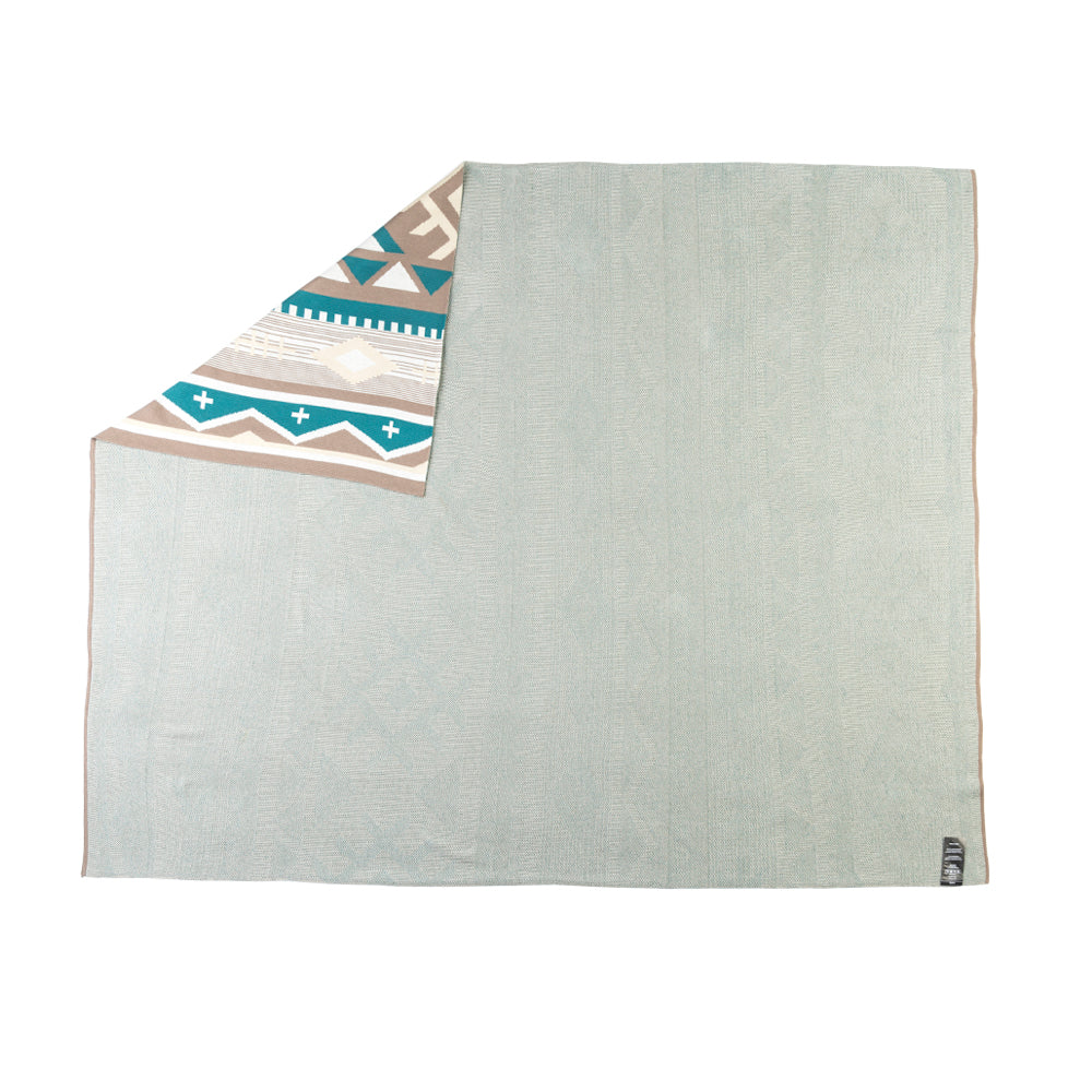 Sagebrush Aztec Cotton Knitted Throw in Teal Dunes
