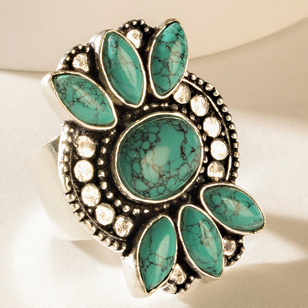 Myra The Wildhalo Ring in Prairie Teal