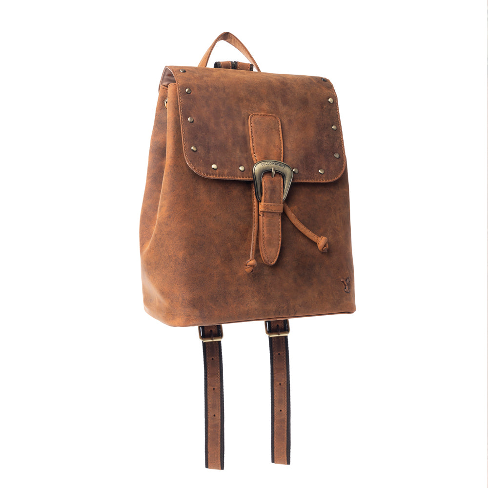 Yellowstone Longhorn Amber Studded Leather Backpack