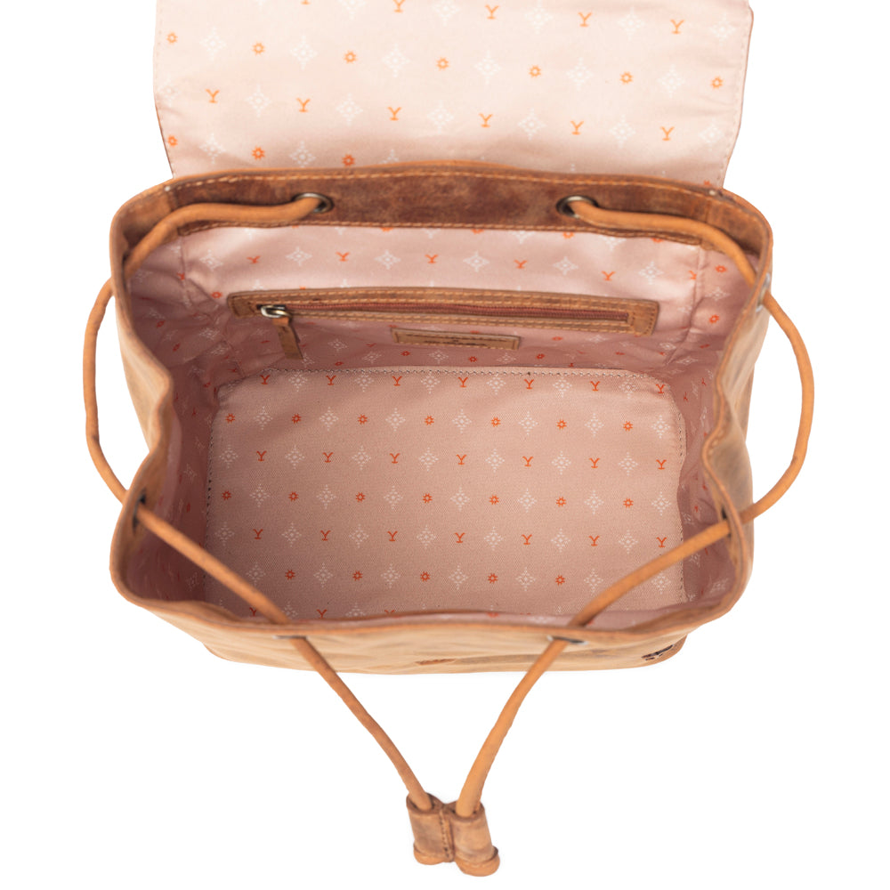 Yellowstone Longhorn Amber Studded Leather Backpack