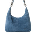 Windrow Genuine Suede Bag for Women in denim blue with extra strap