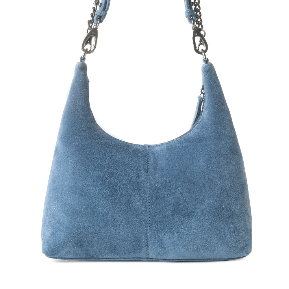 Windrow Genuine Suede Bag for Women in denim blue with extra strap