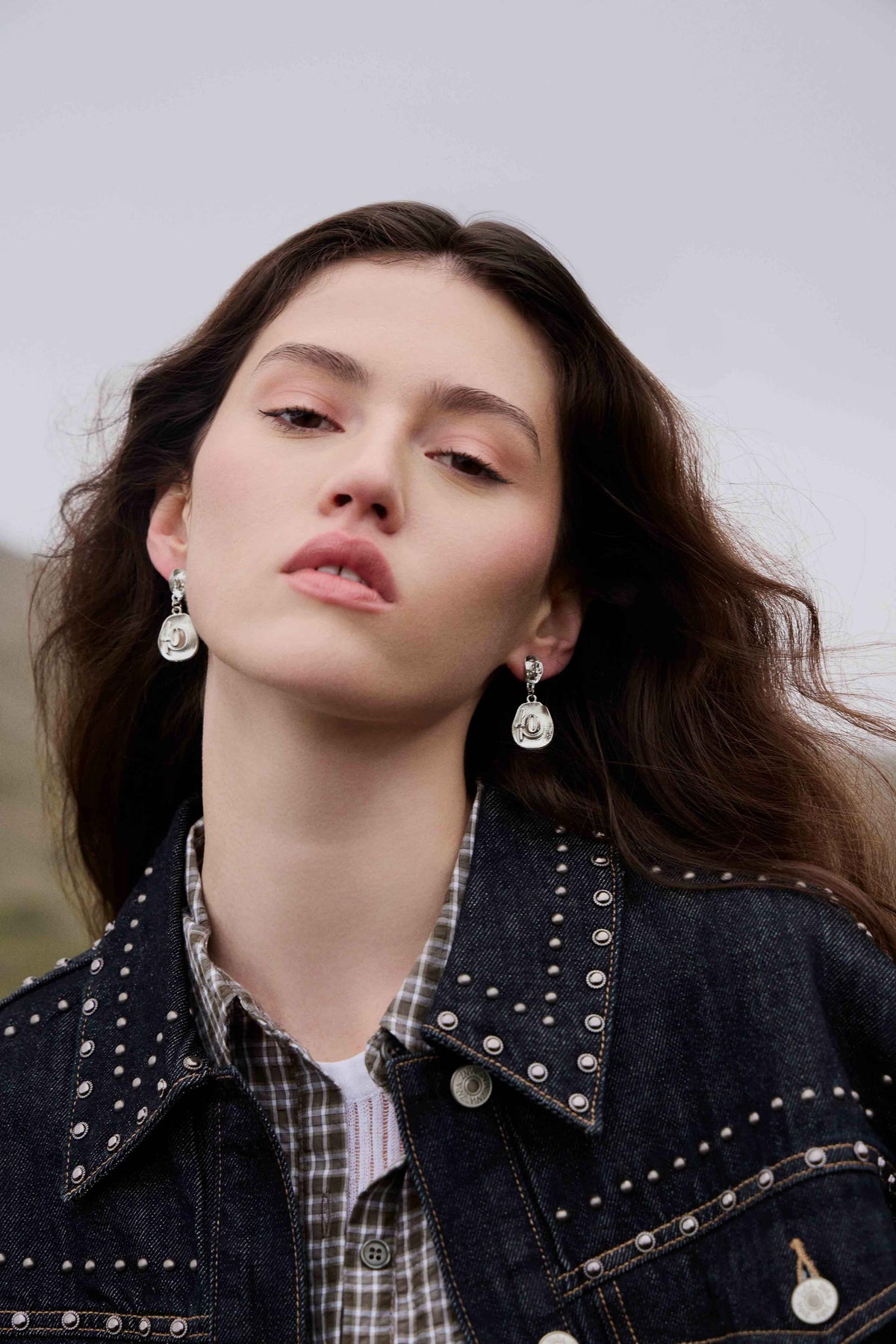Myra Prairie Moon Earrings in Desert Steel