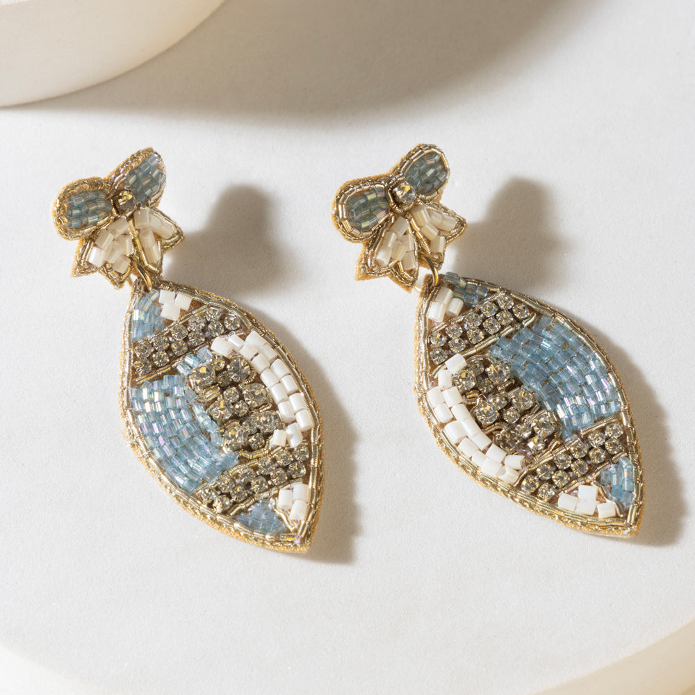 Myra Crystal Bloom Earrings in Twilight Blue