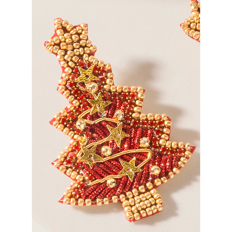 Myra Starfall Pine Charm Earrings in Blush Red