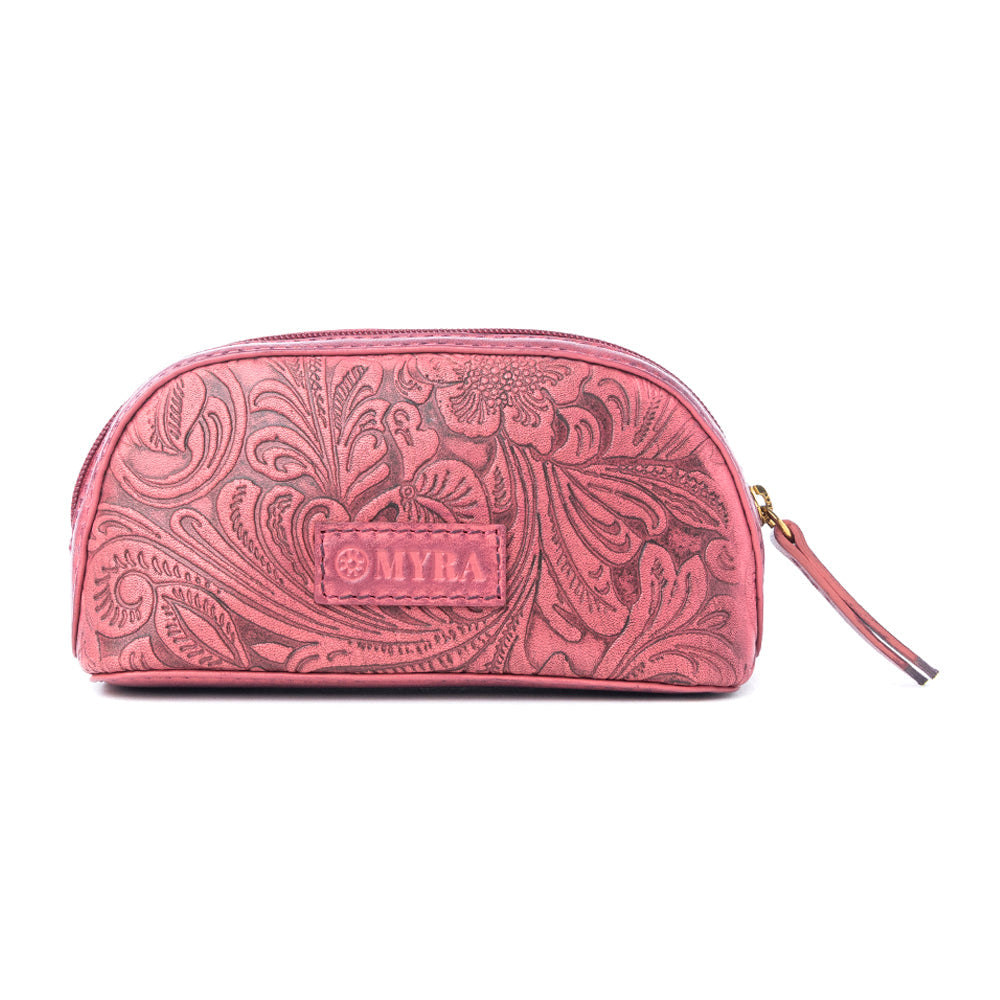 Myra Rosewood Embossed Leather Multi-pouch in Prairie Pink