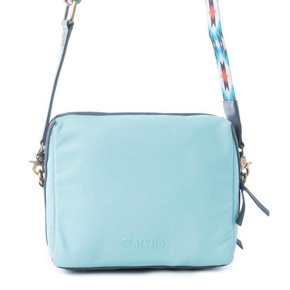 Myra Pueblo Charm Aztec Crossbody Bag in Frontier Blue
