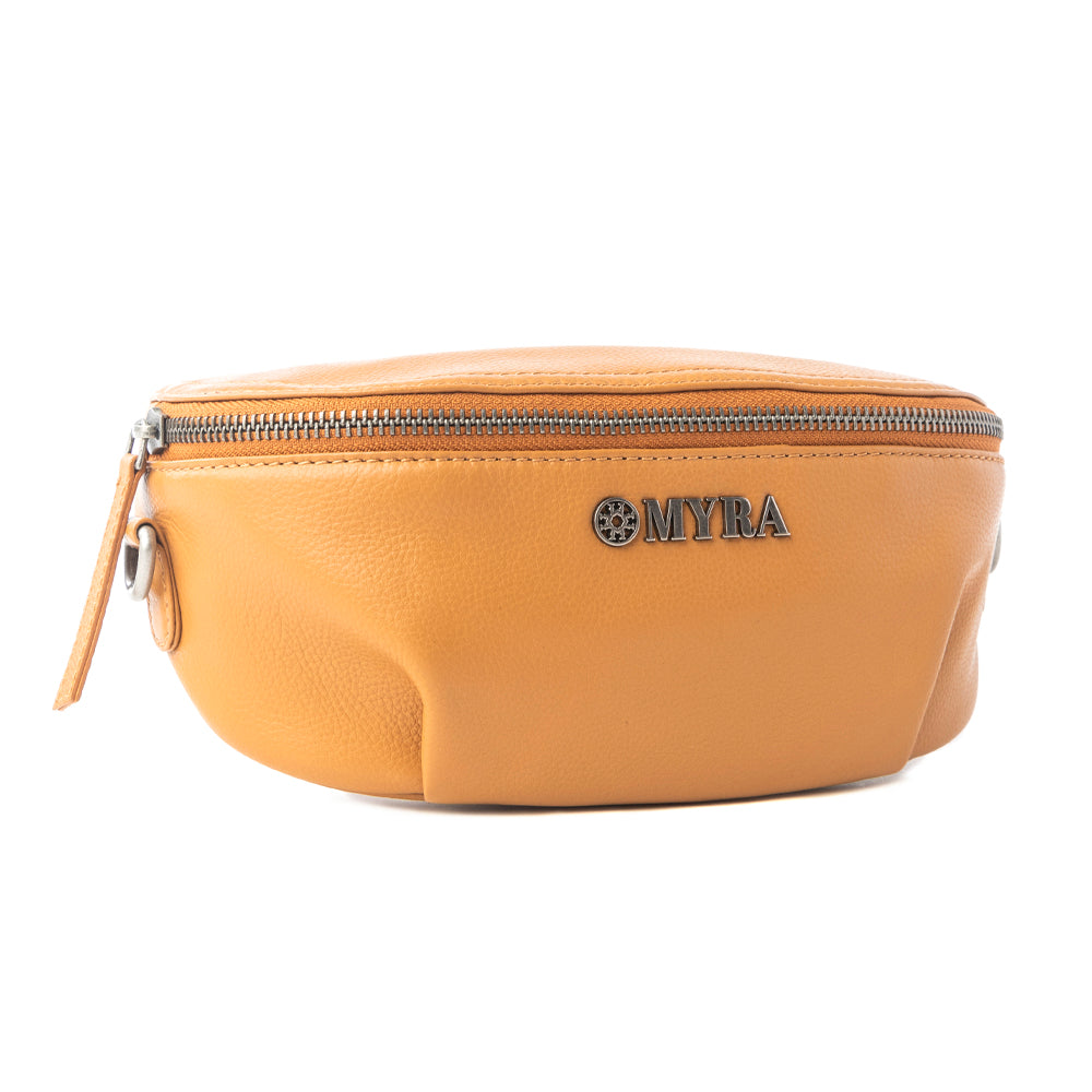 Myra Compass Mesa Leather Fanny Pack in Honey Cloud