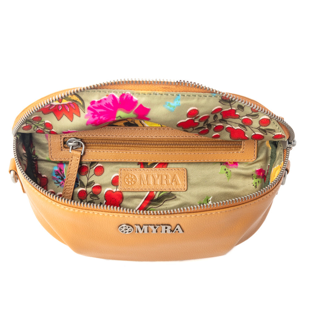 Myra Compass Mesa Leather Fanny Pack in Honey Cloud
