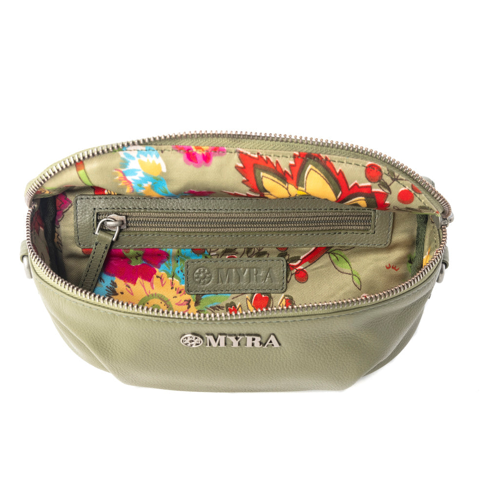 Myra Juniper Sage Leather Fanny Pack in Olive Trail