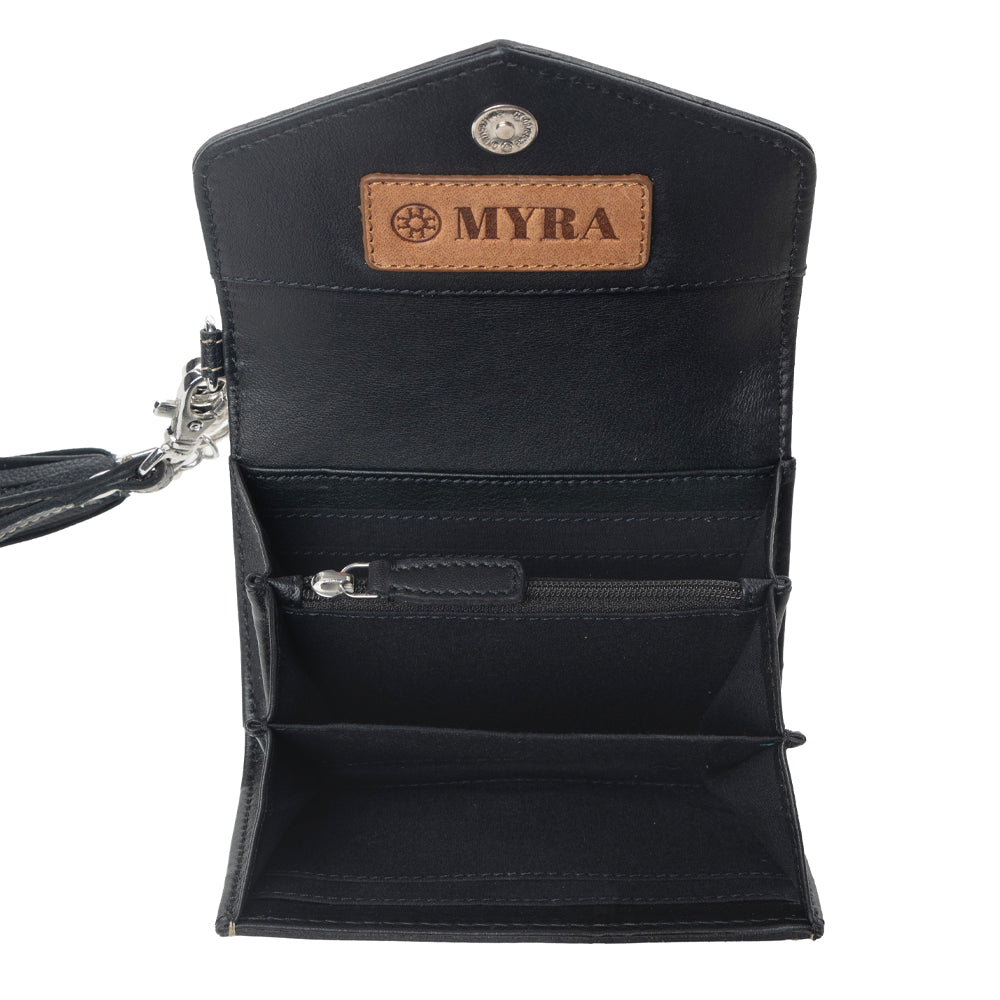 Myra Elise Handtooled Leather Wallet in Dark Mist