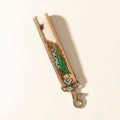 Myra Soaring Bloom Handtooled Leather Keyfob in Dakota Teal