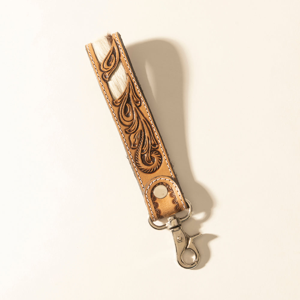Myra Sedona Blaze Handtooled Leather Keyfob in Bronze Ember