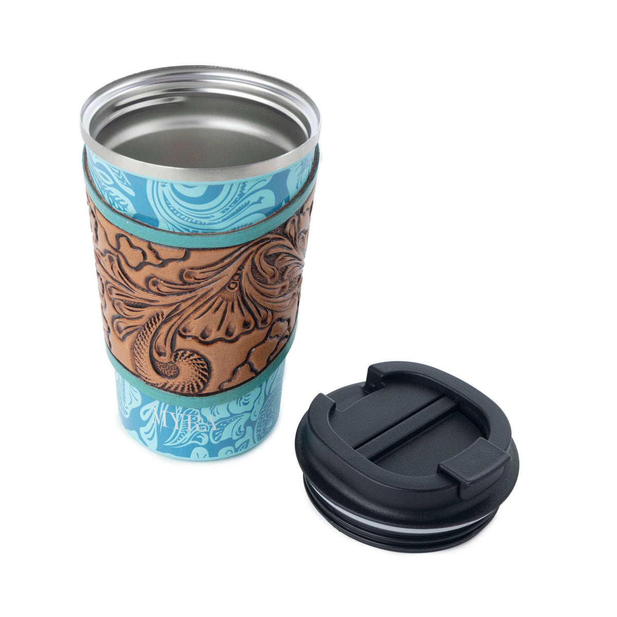 Western Trail Brew Stainless Steel Mug in Turquoise