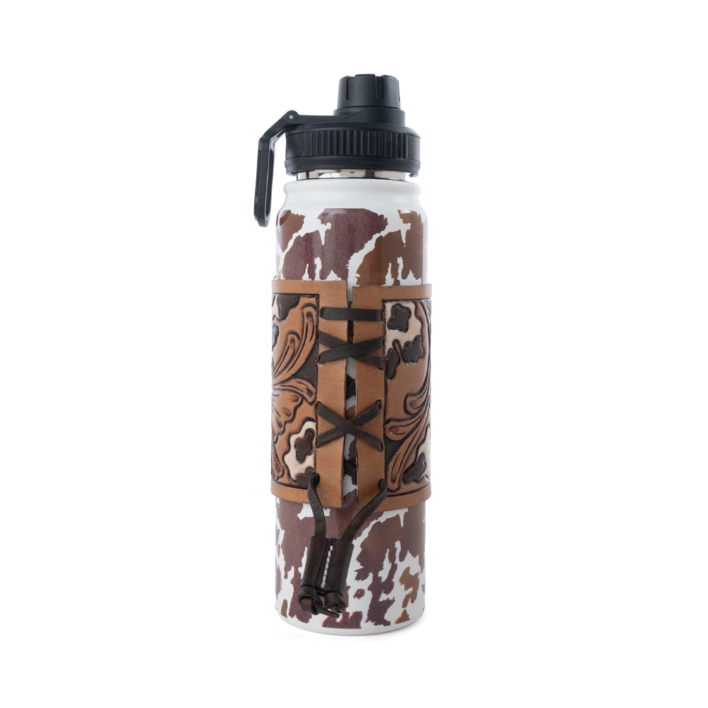 Moo & Bloom Stainless Steel Water Bottle in Brown Leopard Print