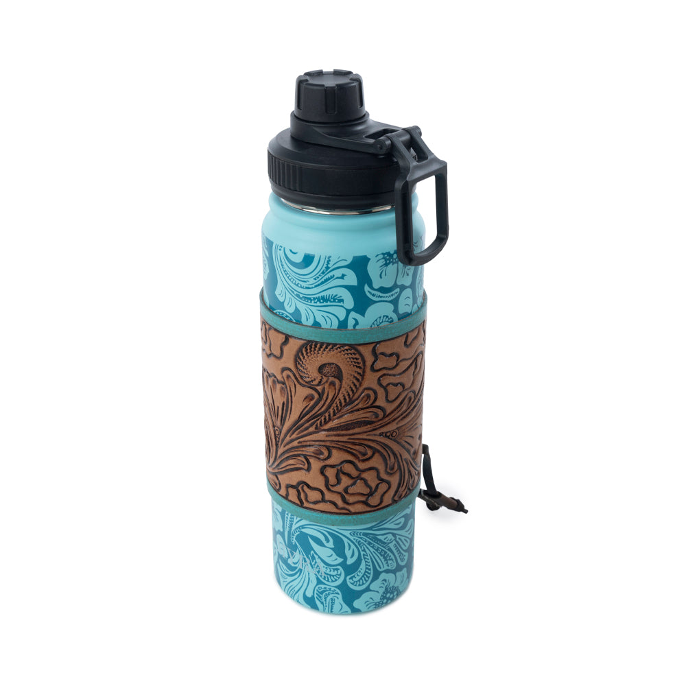 Moo & Bloom Stainless Steel Water Bottle in Turquoise