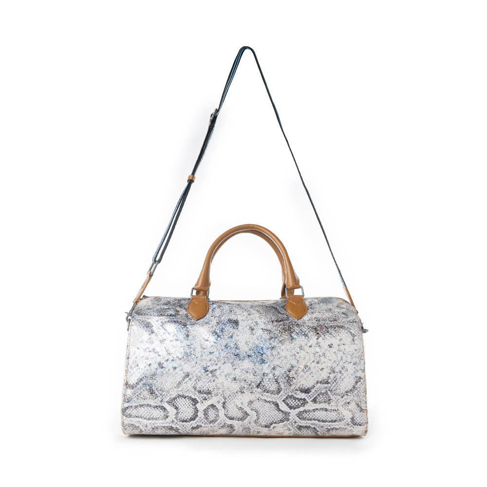 Myra Ranger's Echo Snake Print Leather Duffle Bag for Men in Aurora Viper