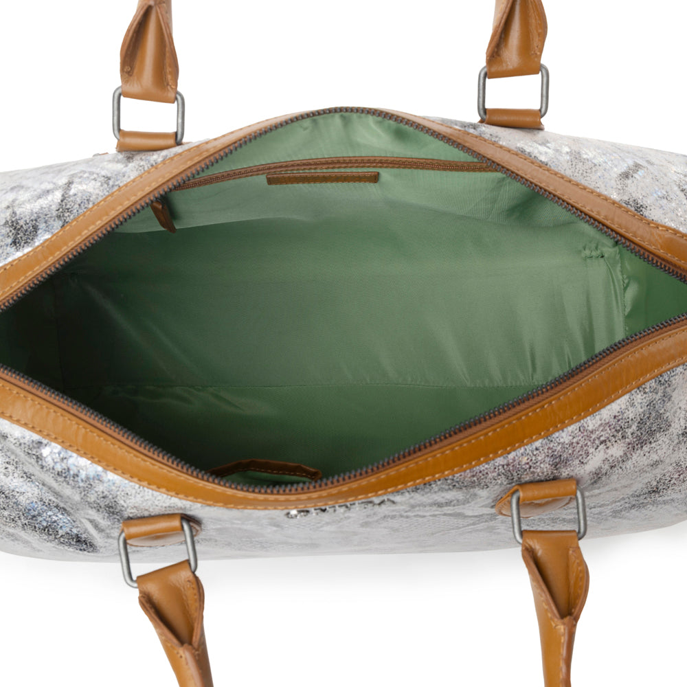 Myra Ranger's Echo Snake Print Leather Duffle Bag for Men in Aurora Viper