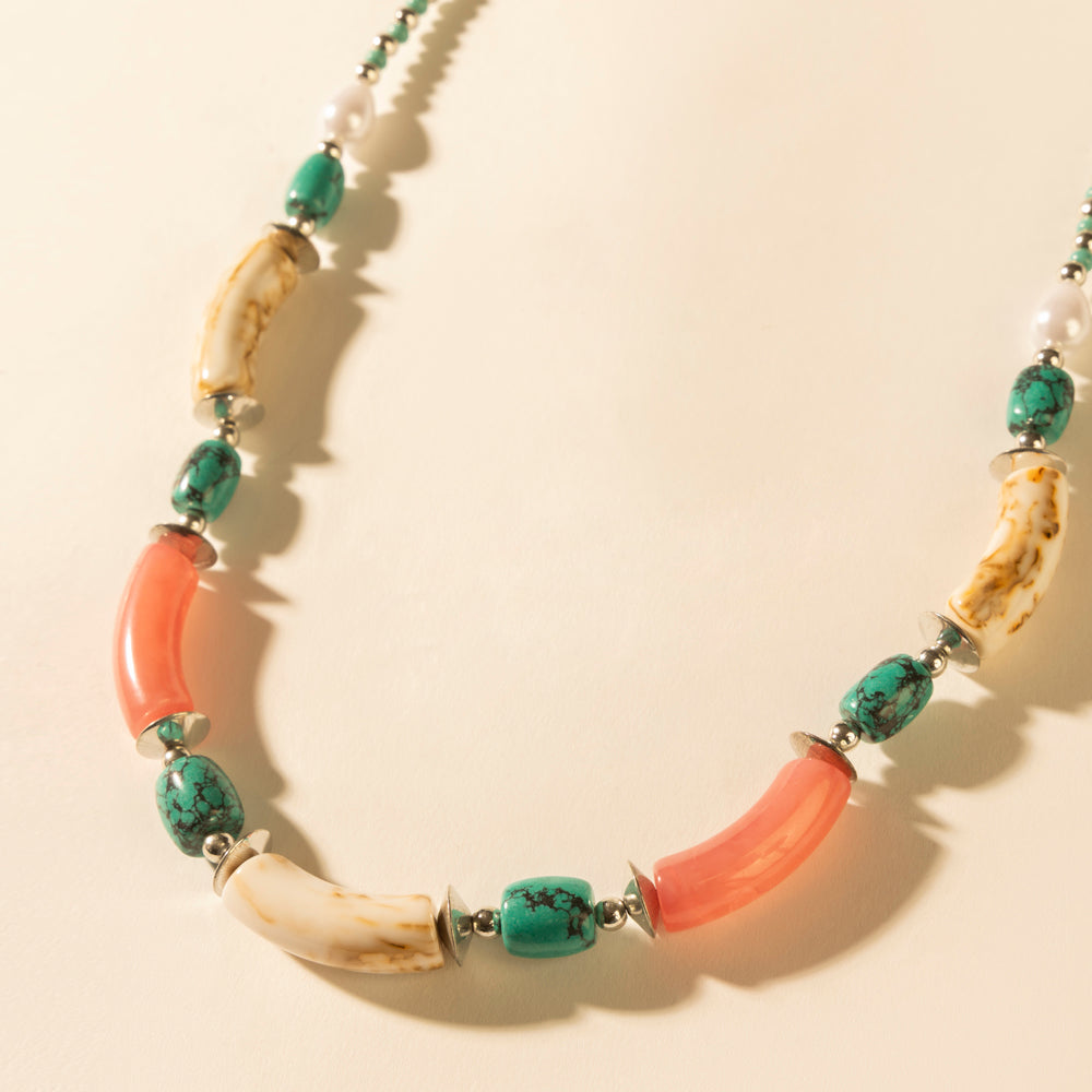 Myra Amber Fire and Blue Sky Necklace in Turquoise