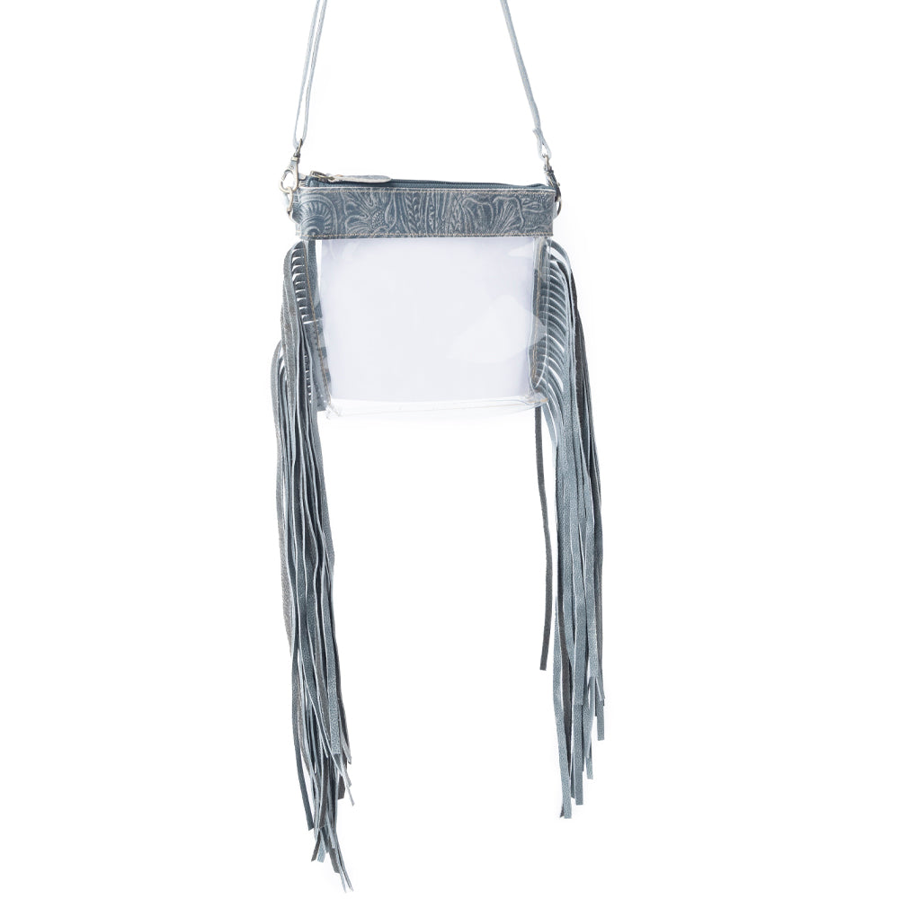 Myra Frontier Trail Clear Fringe Bag in Juniper Mist